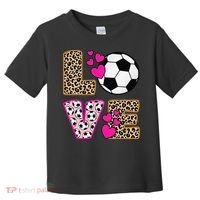 Cute Love Soccer Leopard Print  Girls Soccer Toddler T-Shirt thumb 0
