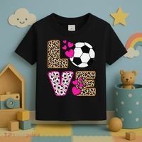 Cute Love Soccer Leopard Print  Girls Soccer Toddler T-Shirt thumb 3