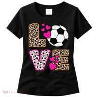 Cute Love Soccer Leopard Print  Girls Soccer Women's T-Shirt thumb 0