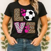 Cute Love Soccer Leopard Print  Girls Soccer Women's T-Shirt thumb 2