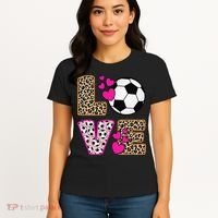 Cute Love Soccer Leopard Print  Girls Soccer Women's T-Shirt thumb 4