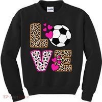 Cute Love Soccer Leopard Print  Girls Soccer Kids Sweatshirt thumb 0