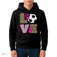 Cute Love Soccer Leopard Print  Girls Soccer Kids Hoodie thumb 4