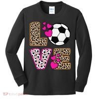 Cute Love Soccer Leopard Print  Girls Soccer Kids Long Sleeve Shirt thumb 0