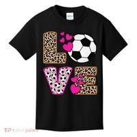 Cute Love Soccer Leopard Print  Girls Soccer Kids T-Shirt thumb 0