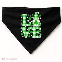 Cute Love St Patrick's Day Lucky Shamrock Gnome USA-Made Doggie Bandana thumb 0