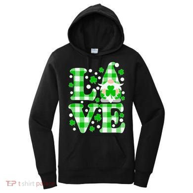 Cute Love St Patrick's Day Lucky Shamrock Gnome Women's Hoodie