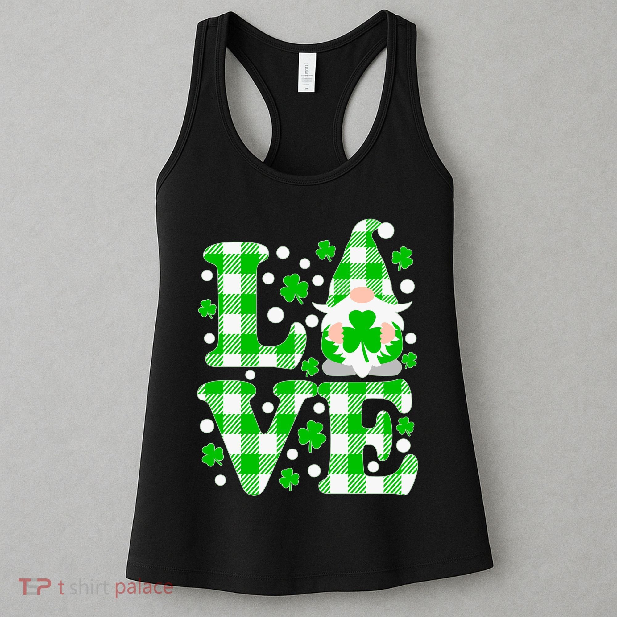 Cute Love St Patrick's Day Lucky Shamrock Gnome Women's Tank Top