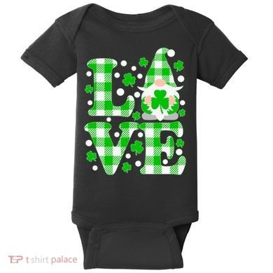 Cute Love St Patrick's Day Lucky Shamrock Gnome Baby Bodysuit