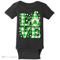 Cute Love St Patrick's Day Lucky Shamrock Gnome Baby Bodysuit thumb 0