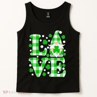 Cute Love St Patrick's Day Lucky Shamrock Gnome Tank Top thumb 2