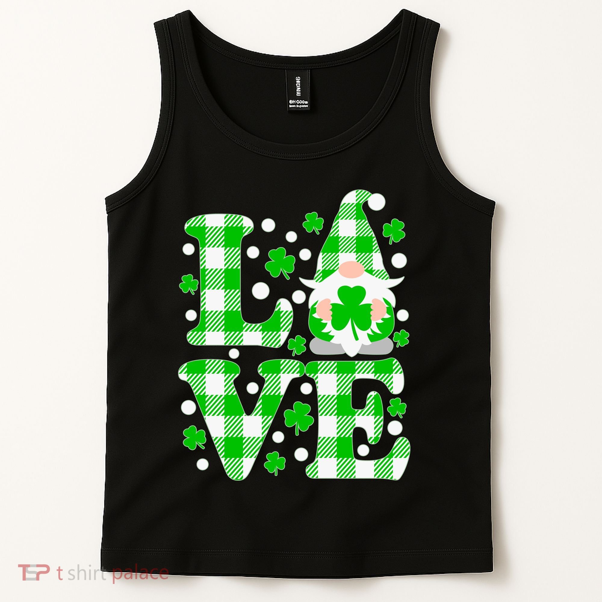 Cute Love St Patrick's Day Lucky Shamrock Gnome Tank Top