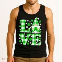 Cute Love St Patrick's Day Lucky Shamrock Gnome Tank Top thumb 3