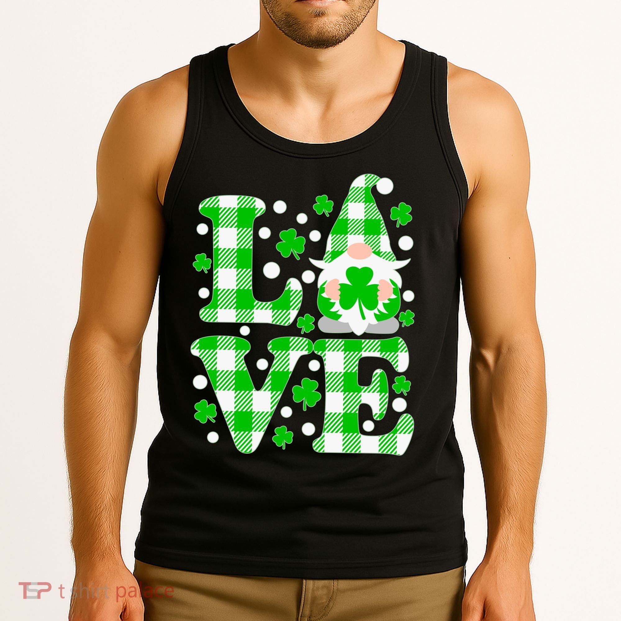 Cute Love St Patrick's Day Lucky Shamrock Gnome Tank Top