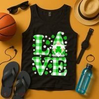 Cute Love St Patrick's Day Lucky Shamrock Gnome Tank Top thumb 4