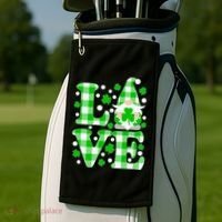 Cute Love St Patrick's Day Lucky Shamrock Gnome Golf Towel thumb 2