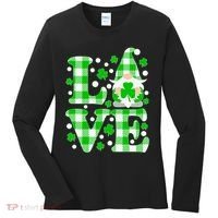 Cute Love St Patrick's Day Lucky Shamrock Gnome Women's Long Sleeve Shirt thumb 0