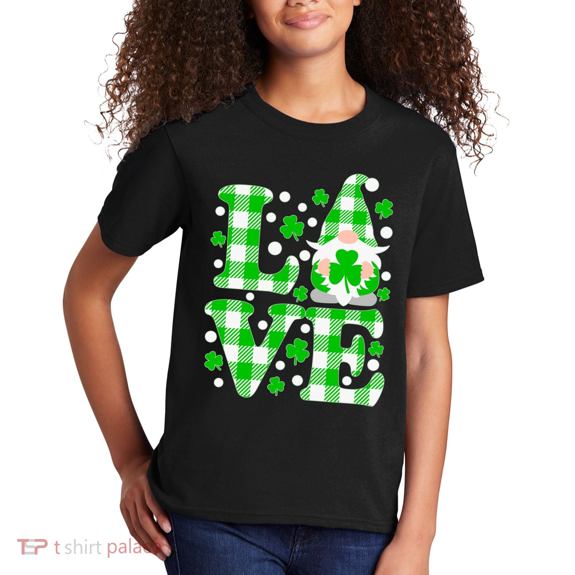 Cute Love St Patrick's Day Lucky Shamrock Gnome Kids T-Shirt