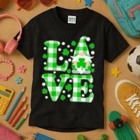 Cute Love St Patrick's Day Lucky Shamrock Gnome Kids T-Shirt thumb 3