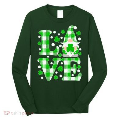 Cute Love St Patrick's Day Lucky Shamrock Gnome Long Sleeve Shirt