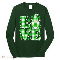 Cute Love St Patrick's Day Lucky Shamrock Gnome Long Sleeve Shirt thumb 0