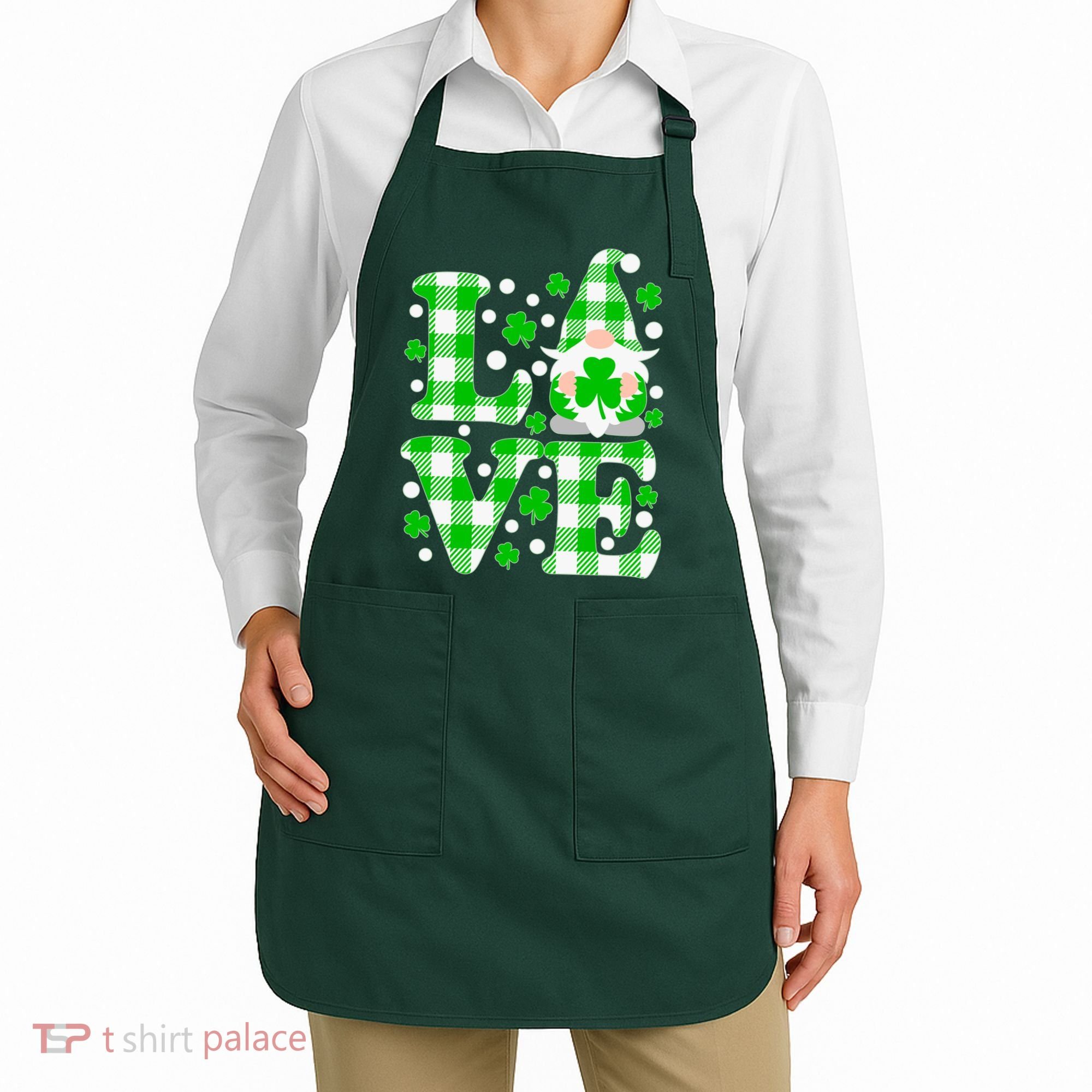 Cute Love St Patrick's Day Lucky Shamrock Gnome Apron