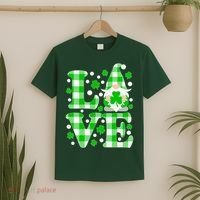Cute Love St Patrick's Day Lucky Shamrock Gnome T-Shirt thumb 2