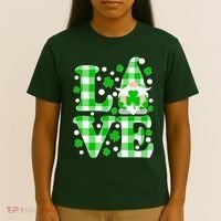 Cute Love St Patrick's Day Lucky Shamrock Gnome T-Shirt thumb 4