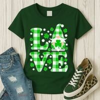 Cute Love St Patrick's Day Lucky Shamrock Gnome Women's T-Shirt thumb 3