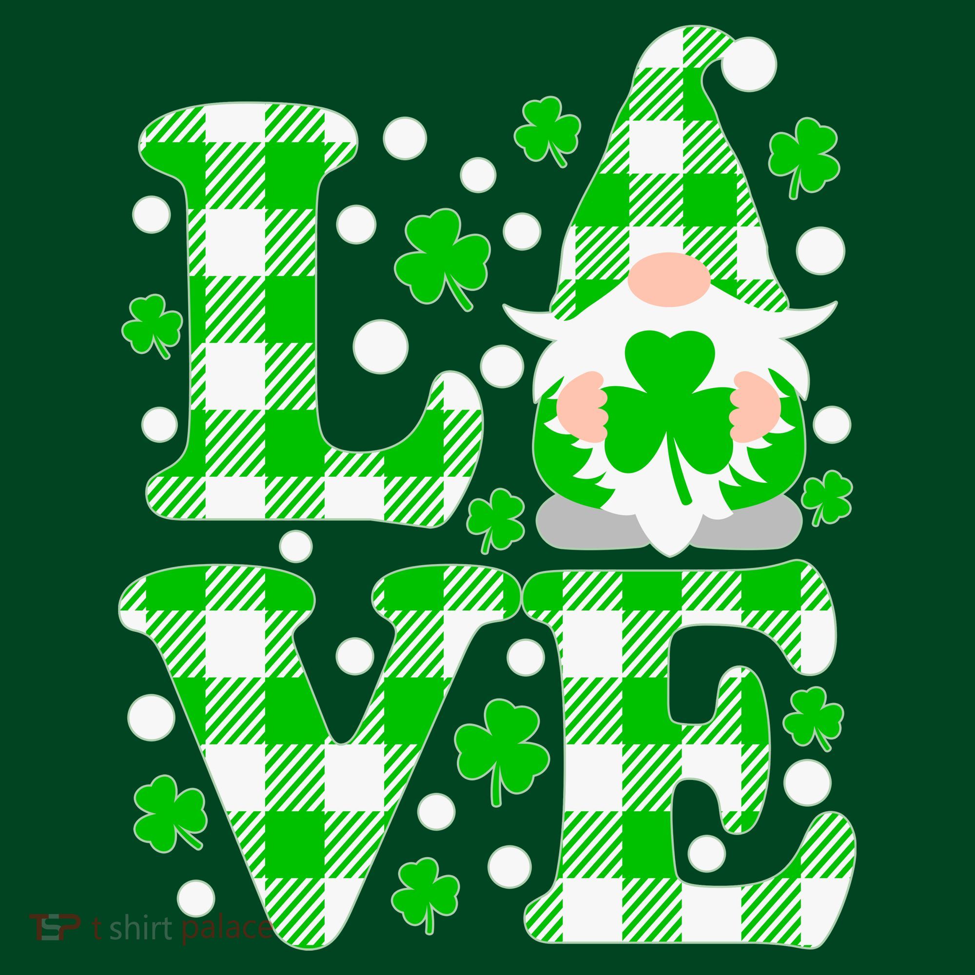 Cute Love St Patrick's Day Lucky Shamrock Gnome Women's T-Shirt