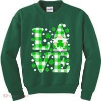 Cute Love St Patrick's Day Lucky Shamrock Gnome Kids Sweatshirt thumb 0