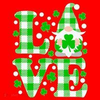 Cute Love St Patrick's Day Lucky Shamrock Gnome Santa Hat thumb 1