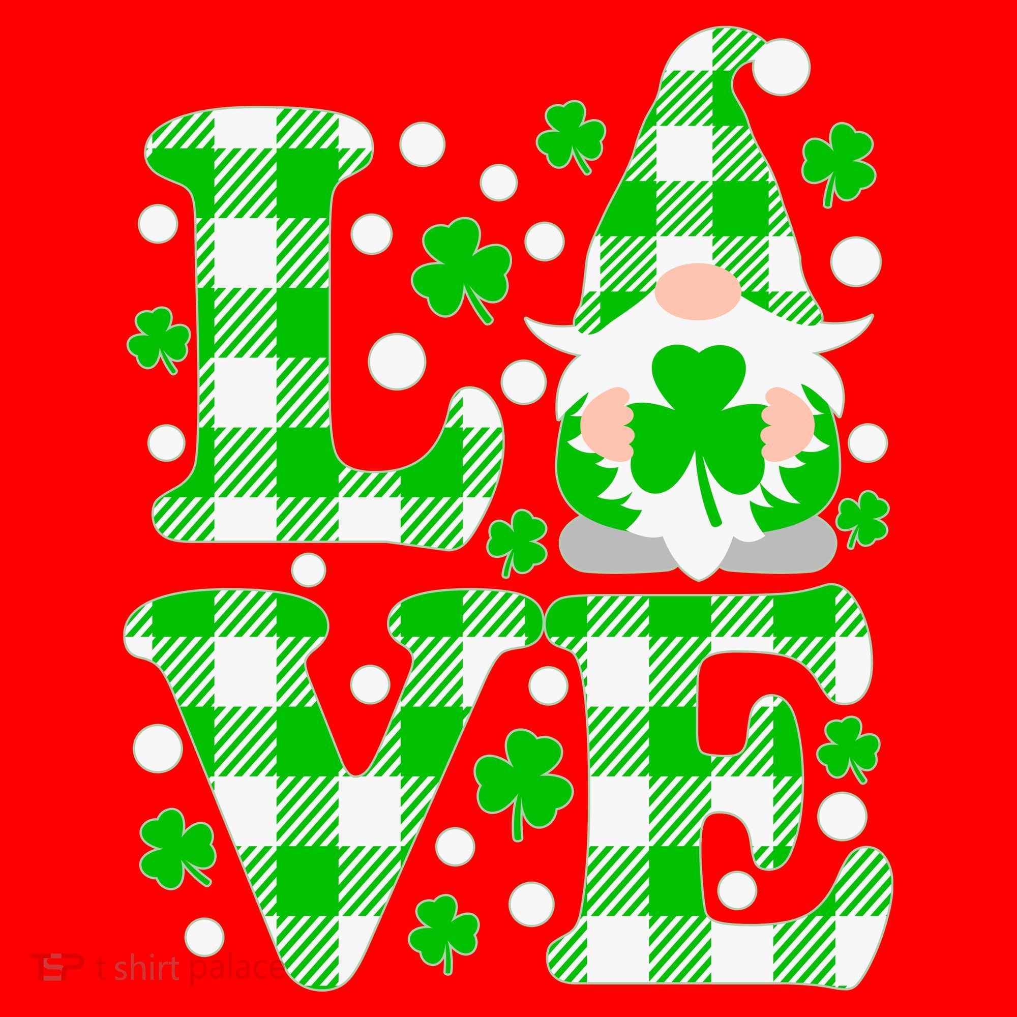 Cute Love St Patrick's Day Lucky Shamrock Gnome Santa Hat