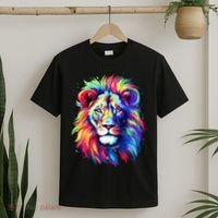 Colorful Lion Spirit Animal Multicolor Art Leo Lion T-Shirt thumb 2