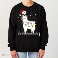 Christmas Llama Santa Hat Ugly Xmas Tree Alpaca Gift T Women's Sweatshirt thumb 0