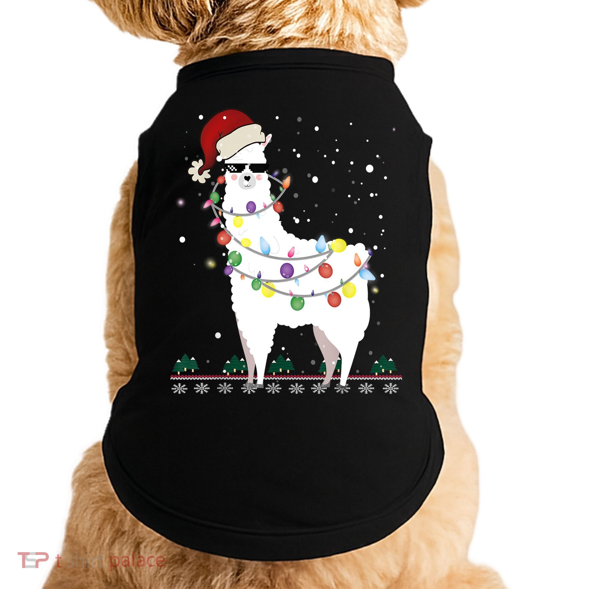 Christmas Llama Santa Hat Ugly Xmas Tree Alpaca Gift T Doggie Tank