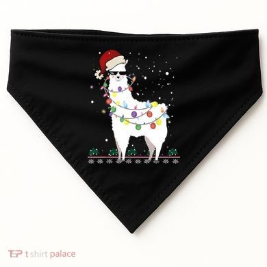 Christmas Llama Santa Hat Ugly Xmas Tree Alpaca Gift T USA-Made Doggie Bandana