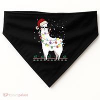 Christmas Llama Santa Hat Ugly Xmas Tree Alpaca Gift T USA-Made Doggie Bandana thumb 0