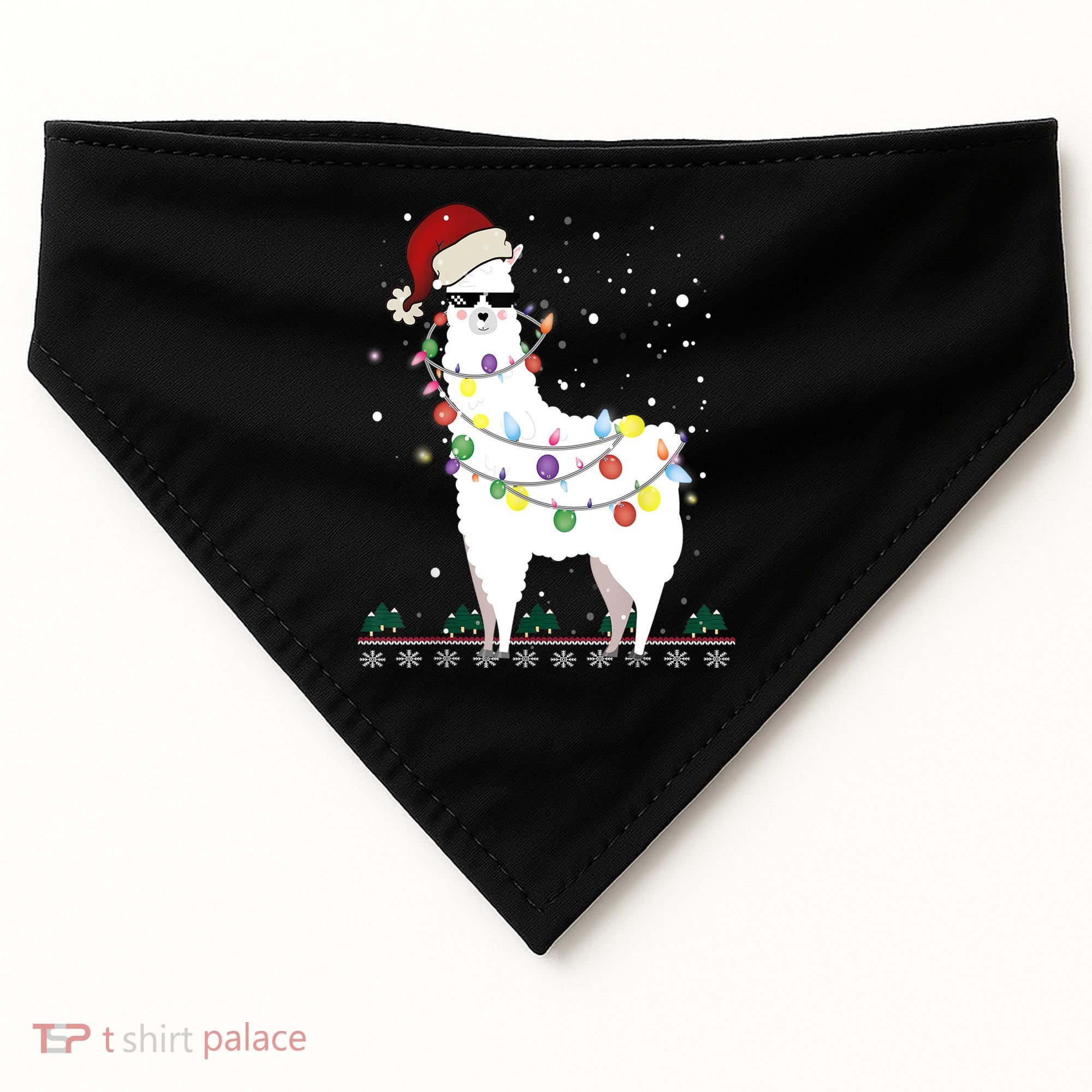 Christmas Llama Santa Hat Ugly Xmas Tree Alpaca Gift T USA-Made Doggie Bandana
