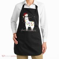 Christmas Llama Santa Hat Ugly Xmas Tree Alpaca Gift T Apron thumb 2