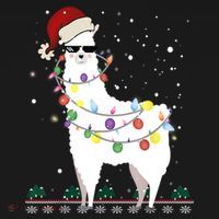 Christmas Llama Santa Hat Ugly Xmas Tree Alpaca Gift T Apron thumb 3
