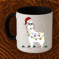Christmas Llama Santa Hat Ugly Xmas Tree Alpaca Gift T Coffee Mug thumb 2