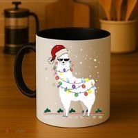 Christmas Llama Santa Hat Ugly Xmas Tree Alpaca Gift T Coffee Mug thumb 4