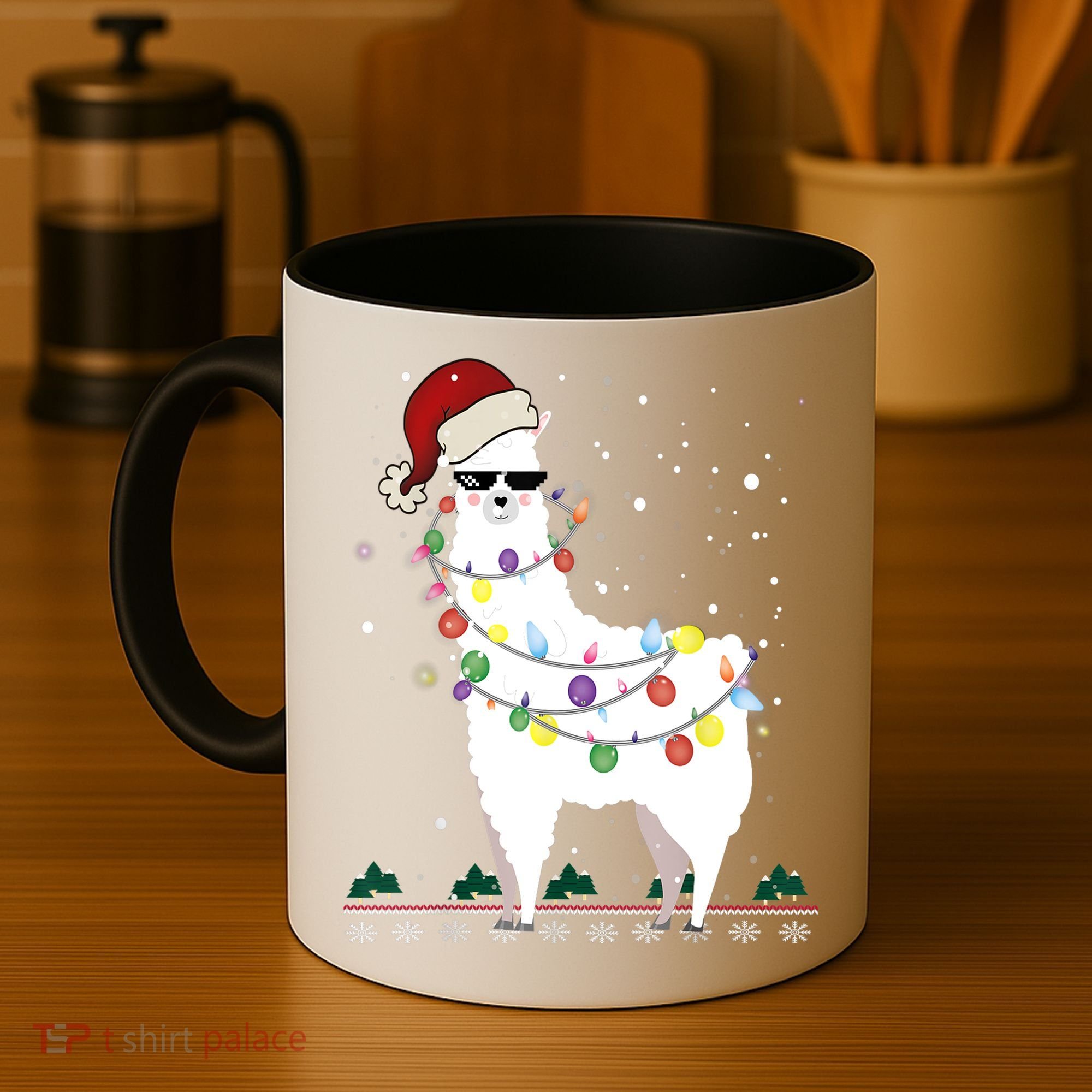 Christmas Llama Santa Hat Ugly Xmas Tree Alpaca Gift T Coffee Mug