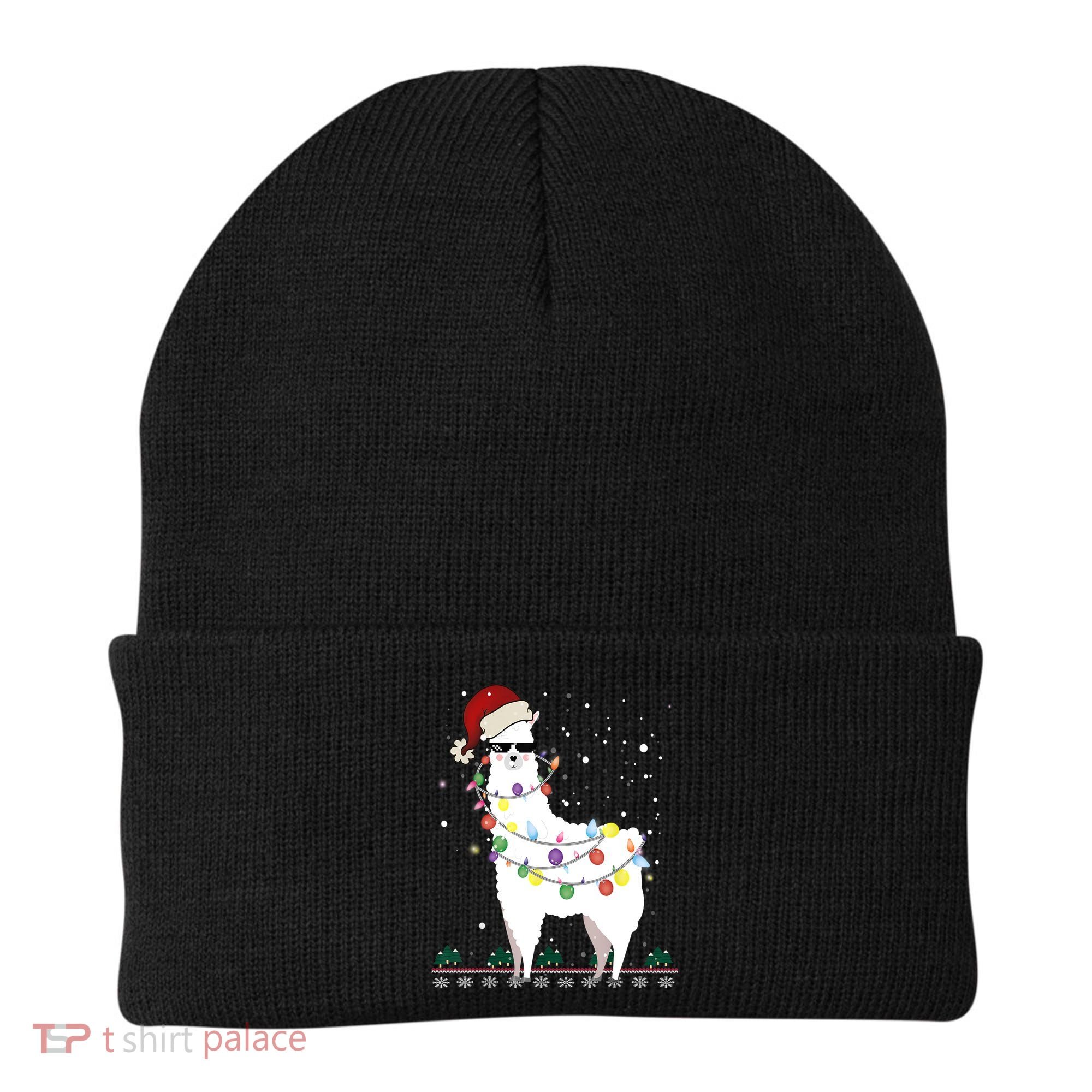 Christmas Llama Santa Hat Ugly Xmas Tree Alpaca Gift T Beanie