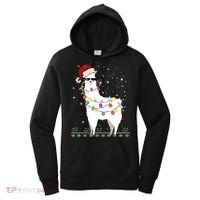 Christmas Llama Santa Hat Ugly Xmas Tree Alpaca Gift T Women's Hoodie thumb 0