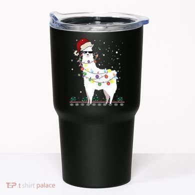 Christmas Llama Santa Hat Ugly Xmas Tree Alpaca Gift T Tumbler