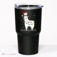 Christmas Llama Santa Hat Ugly Xmas Tree Alpaca Gift T Tumbler thumb 0