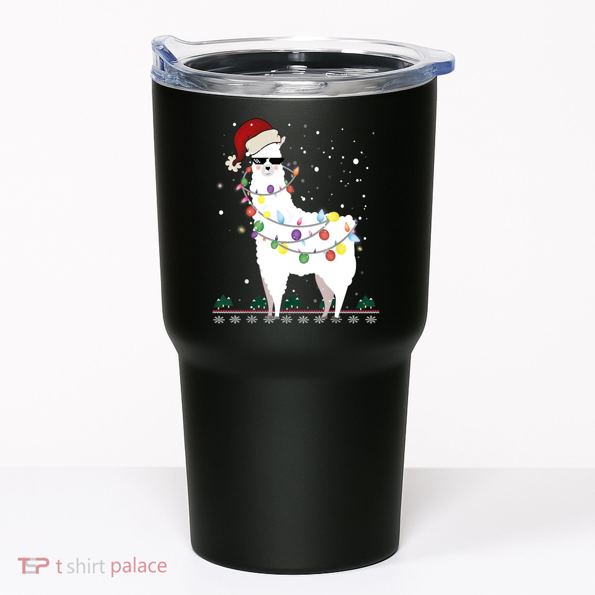 Christmas Llama Santa Hat Ugly Xmas Tree Alpaca Gift T Tumbler
