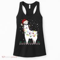 Christmas Llama Santa Hat Ugly Xmas Tree Alpaca Gift T Women's Tank Top thumb 0